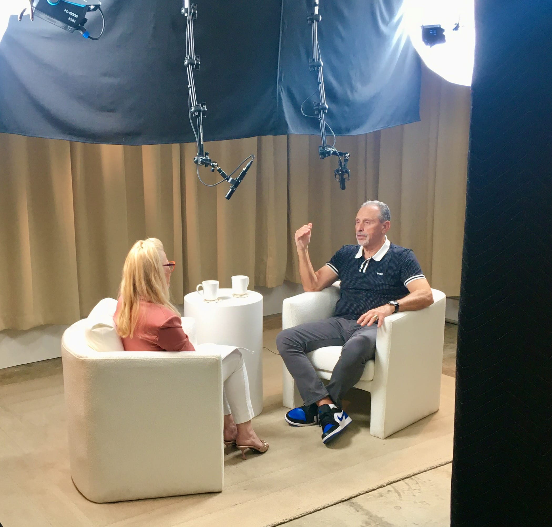 Jill behind the scenes interviewing Don Scala